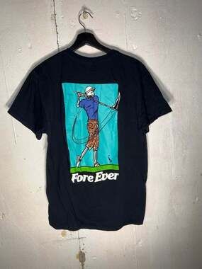 Fore Ever Golf Skeleton Graphic T-Shirt Black Size Large